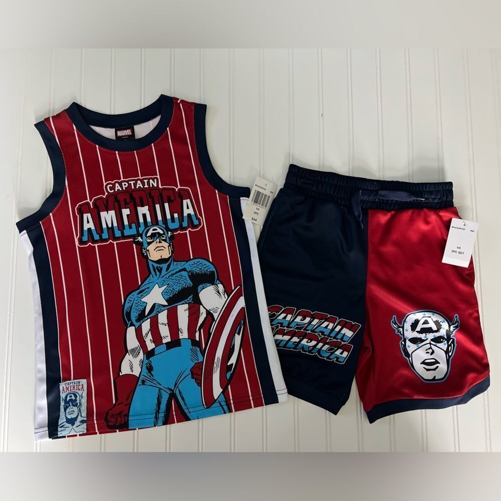 Marvel's Captain America Tank and Short Set Boys- Size 5/6